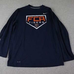 FCA Tigers Shirt Womens XL Nike Dri-Fit Baseball Softball Crew Neck Long Sleeve